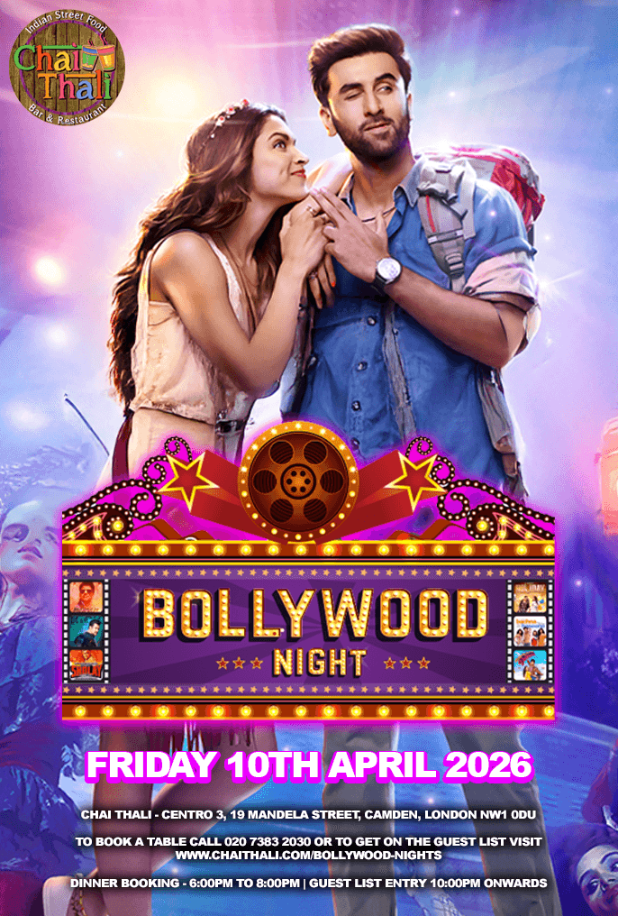 Bollywood Night London Camden April 2026 - Indian Restaurant Event Chai Thali